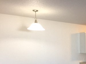 spacious dining room, bright white clean cabinets, wood flooring, premium countertops and appliances at regency apartments in Bettendorf Iowa